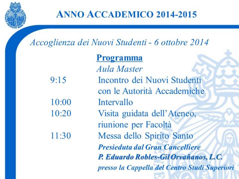 nuova diapositiva inizio anno accademico